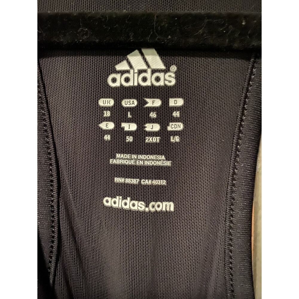Adidas black white stripe workout tank yoga gym Large L Running Built In Bra - Picture 4 of 4